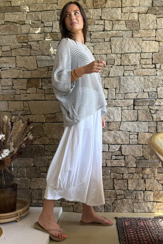Conrad Grunge Loose Cotton Knit Pearl